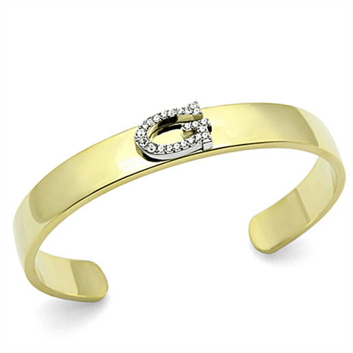 Picture of LO2576 - White Metal Bangle Gold+Rhodium Women Top Grade Crystal Clear