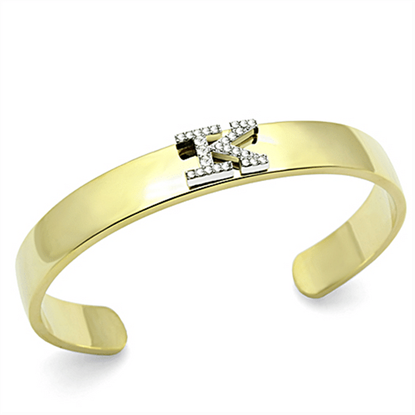 Picture of LO2580 - White Metal Bangle Gold+Rhodium Women Top Grade Crystal Clear