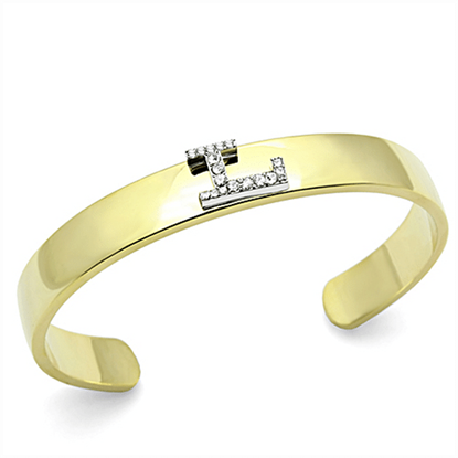 Picture of LO2581 - White Metal Bangle Gold+Rhodium Women Top Grade Crystal Clear