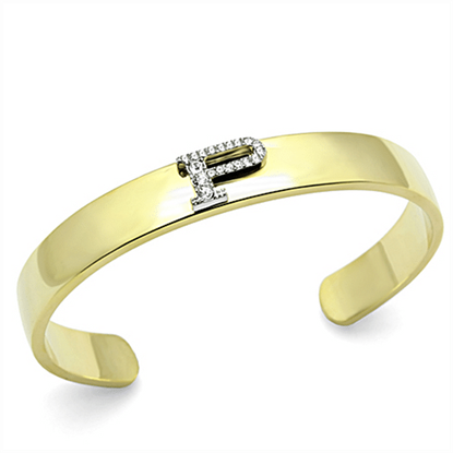 Picture of LO2585 - White Metal Bangle Gold+Rhodium Women Top Grade Crystal Clear