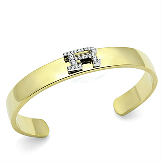 Picture of LO2587 - White Metal Bangle Gold+Rhodium Women Top Grade Crystal Clear