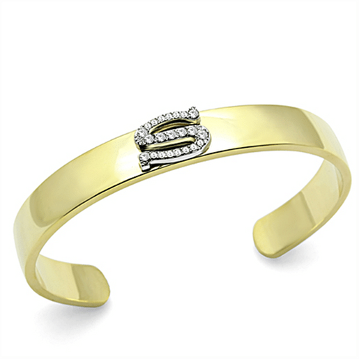 Picture of LO2588 - White Metal Bangle Gold+Rhodium Women Top Grade Crystal Clear