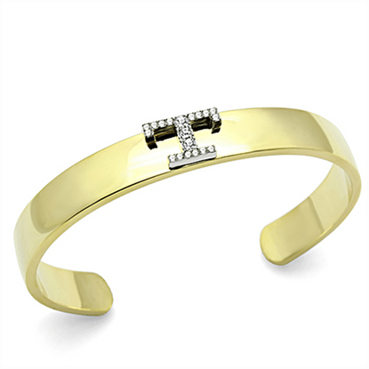 Picture of LO2589 - White Metal Bangle Gold+Rhodium Women Top Grade Crystal Clear