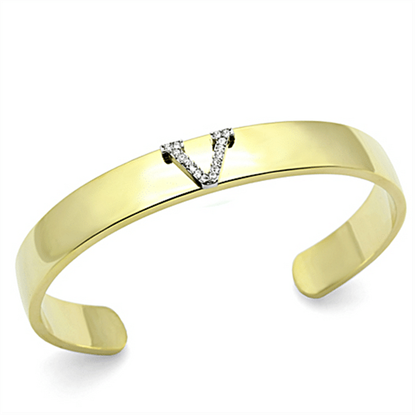 Picture of LO2591 - White Metal Bangle Gold+Rhodium Women Top Grade Crystal Clear