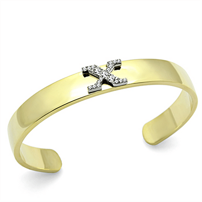 Picture of LO2593 - White Metal Bangle Gold+Rhodium Women Top Grade Crystal Clear