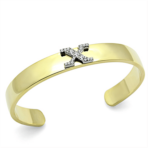 Picture of LO2593 - White Metal Bangle Gold+Rhodium Women Top Grade Crystal Clear