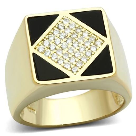 Picture of LO2608 - Brass Ring Gold Men AAA Grade CZ Clear