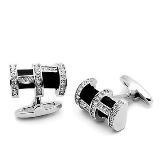 Picture of LO2629 - Brass Cufflink Rhodium Women Top Grade Crystal Clear