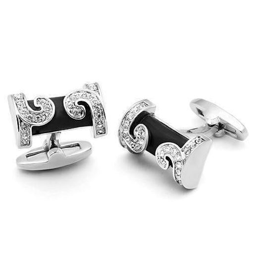 Picture of LO2630 - Brass Cufflink Rhodium Women Top Grade Crystal Clear