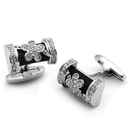 Picture of LO2632 - Brass Cufflink Rhodium Women Top Grade Crystal Clear