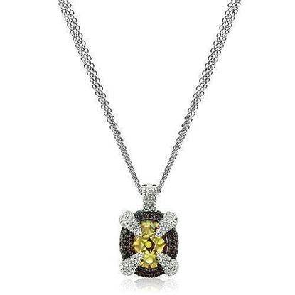 Picture of LO2641 - Brass Chain Pendant Rhodium+Hematite Women AAA Grade CZ Topaz