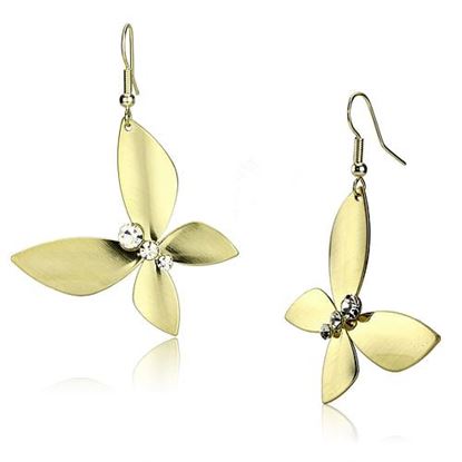 Picture of LO2651 - Iron Earrings Matte Gold & Gold Women Top Grade Crystal Clear