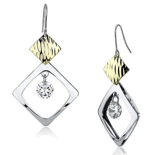 Picture of LO2670 - Iron Earrings Gold+Rhodium Women AAA Grade CZ Clear