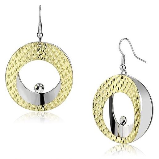 Picture of LO2672 - Iron Earrings Gold+Rhodium Women Top Grade Crystal Clear