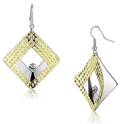 Picture of LO2673 - Iron Earrings Gold+Rhodium Women Top Grade Crystal Clear