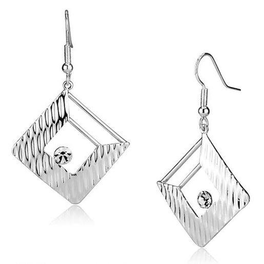 Picture of LO2678 - Iron Earrings Rhodium Women Top Grade Crystal Clear