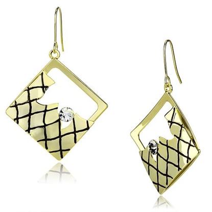 Picture of LO2689 - Iron Earrings Gold Women Top Grade Crystal Clear