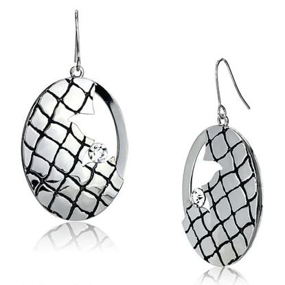 Picture of LO2690 - Iron Earrings Rhodium Women Top Grade Crystal Clear