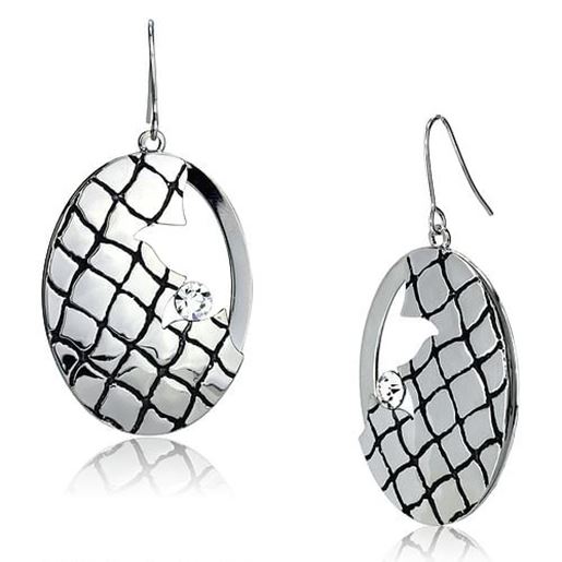 Изображение LO2690 - Iron Earrings Rhodium Women Top Grade Crystal Clear