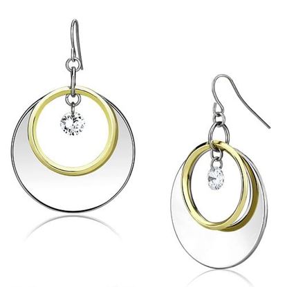 Picture of LO2692 - Iron Earrings Reverse Two-Tone Women AAA Grade CZ Clear