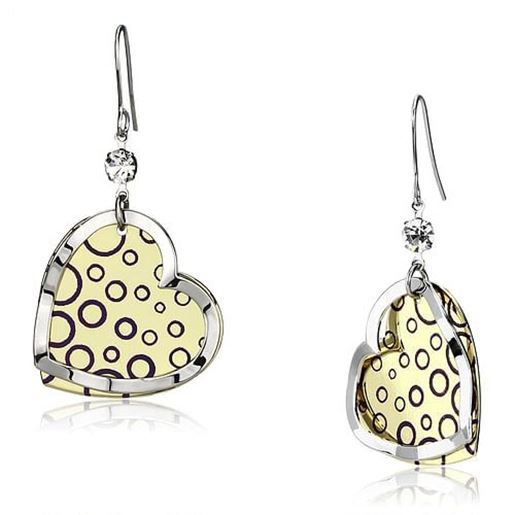 Изображение LO2694 - Iron Earrings Gold+Rhodium Women Top Grade Crystal Clear