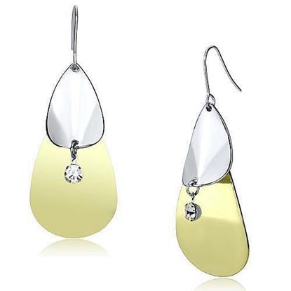 Picture of LO2696 - Iron Earrings Gold+Rhodium Women Top Grade Crystal Clear