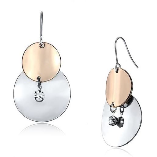 Picture of LO2697 - Iron Earrings Rose Gold + Rhodium Women Top Grade Crystal Clear