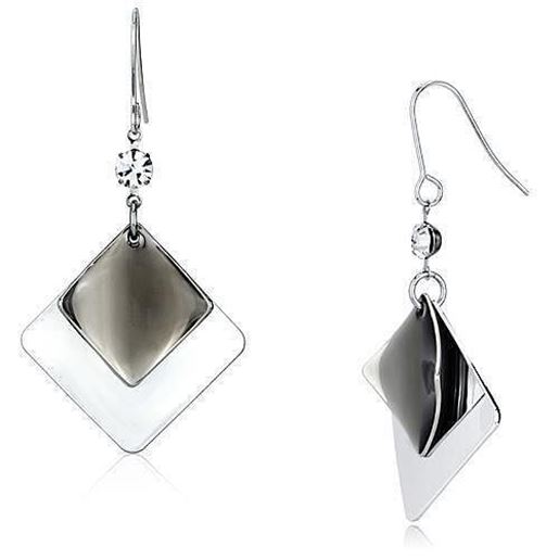 Picture of LO2698 - Iron Earrings Rhodium Women Top Grade Crystal Clear