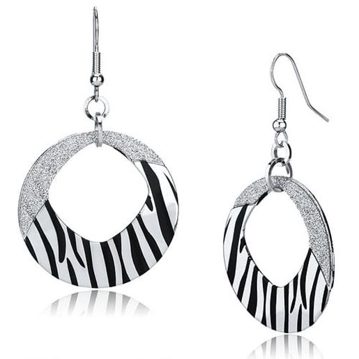 Picture of LO2702 - Iron Earrings Rhodium Women Epoxy Jet