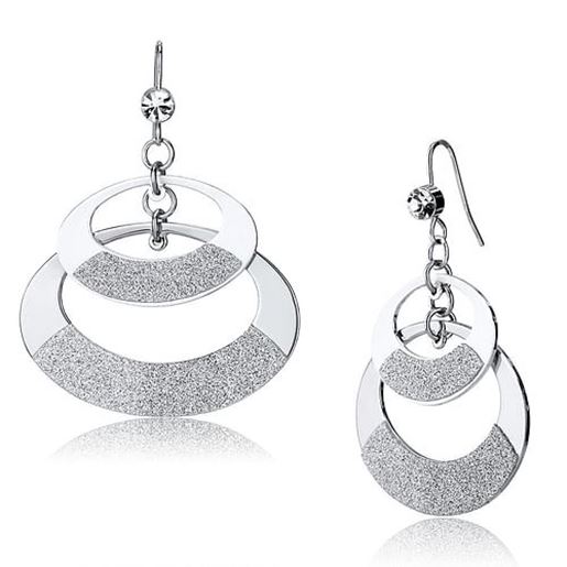 Picture of LO2714 - Iron Earrings Matte Rhodium & Rhodium Women Top Grade Crystal Clear