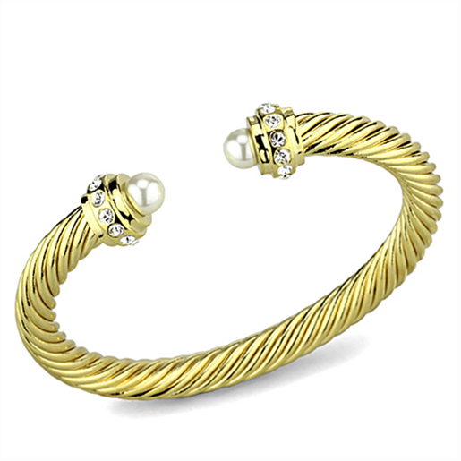 Picture of LO2727 - Brass Bangle Gold Women Synthetic White