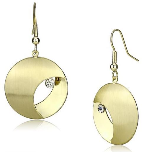 Picture of LO2738 - Iron Earrings Matte Gold & Gold Women Top Grade Crystal Clear