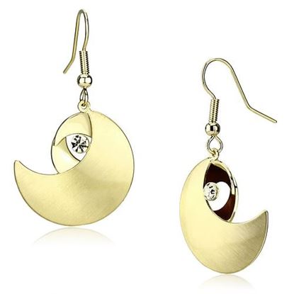 Picture of LO2739 - Iron Earrings Matte Gold & Gold Women Top Grade Crystal Clear