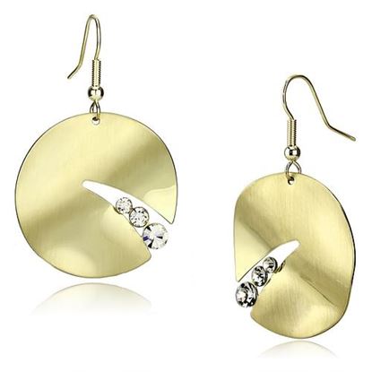 Picture of LO2742 - Iron Earrings Matte Gold & Gold Women Top Grade Crystal Clear