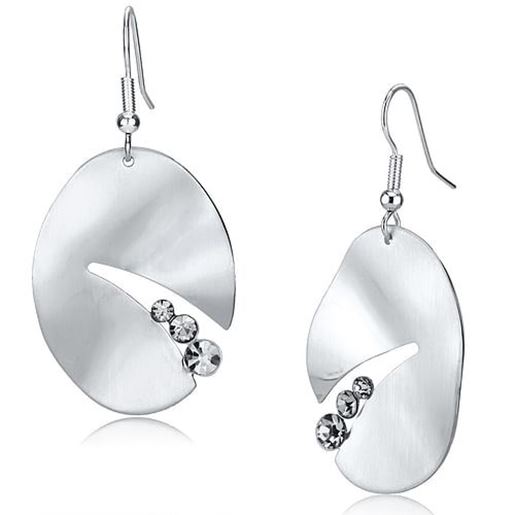 Picture of LO2743 - Iron Earrings Matte Rhodium & Rhodium Women Top Grade Crystal Clear