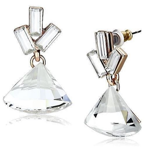 Picture of LO2751 - Iron Earrings Rose Gold Women Top Grade Crystal Clear