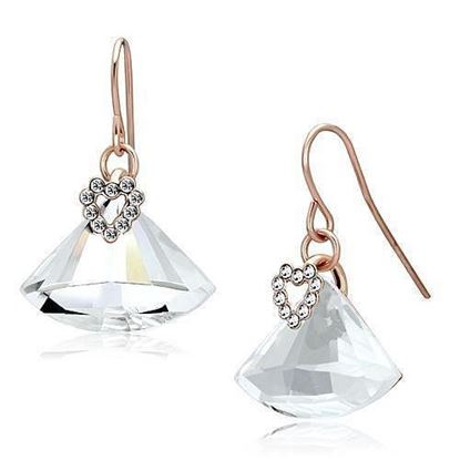 Picture of LO2755 - Iron Earrings Rose Gold Women Top Grade Crystal Clear