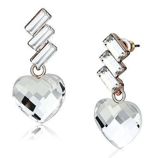 Picture of LO2756 - Iron Earrings Rose Gold Women Top Grade Crystal Clear