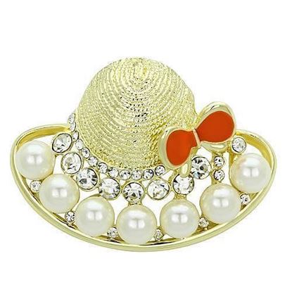 Picture of LO2764 - White Metal Brooches Flash Gold Women Synthetic White