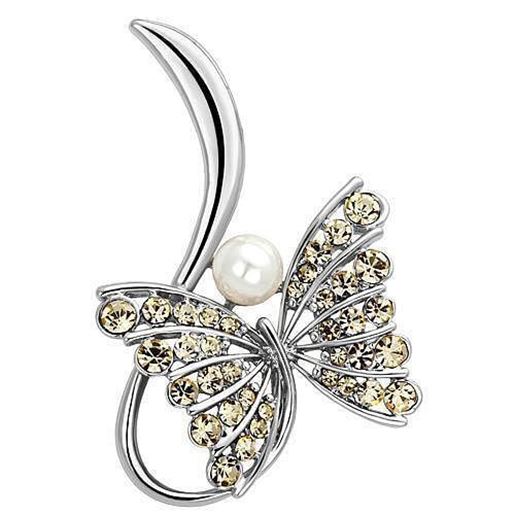 Picture of LO2765 - White Metal Brooches Imitation Rhodium Women Synthetic White