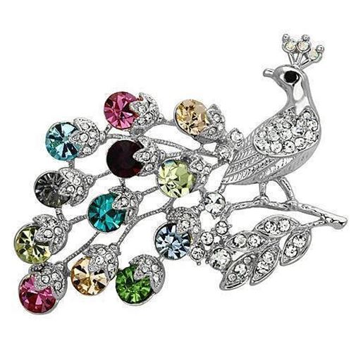 Picture of LO2769 - White Metal Brooches Imitation Rhodium Women Top Grade Crystal Multi Color