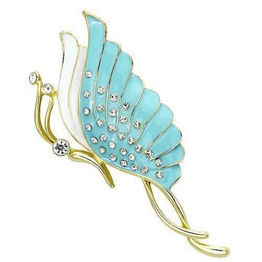 Picture of LO2771 - White Metal Brooches Flash Gold Women Top Grade Crystal Clear