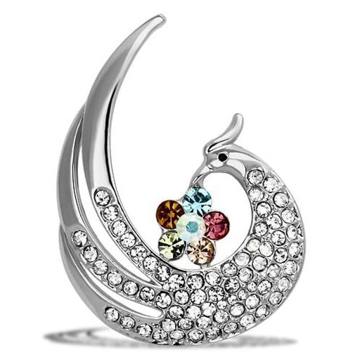 Picture of LO2774 - White Metal Brooches Flash Rose Gold Women Top Grade Crystal Multi Color