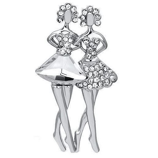 Picture of LO2775 - White Metal Brooches Imitation Rhodium Women Synthetic Clear