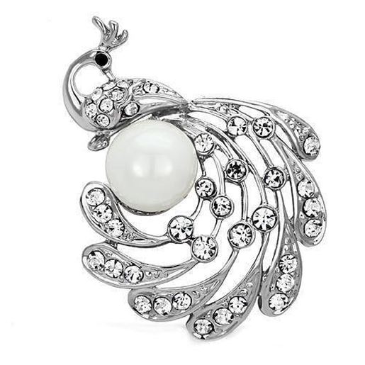 Picture of LO2777 - White Metal Brooches Imitation Rhodium Women Synthetic White