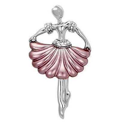 Picture of LO2779 - White Metal Brooches Imitation Rhodium Women Top Grade Crystal Clear