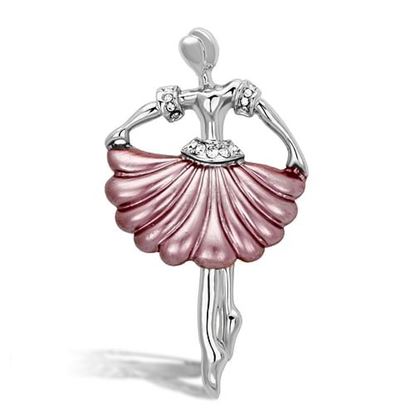 Picture of LO2780 - White Metal Brooches Flash Rose Gold Women Top Grade Crystal Clear