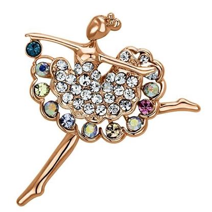 Picture of LO2781 - White Metal Brooches Imitation Rhodium Women Top Grade Crystal Multi Color