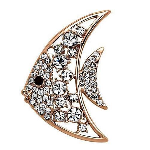 Picture of LO2787 - White Metal Brooches Flash Rose Gold Women Top Grade Crystal Clear