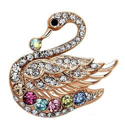 Picture of LO2789 - White Metal Brooches Flash Rose Gold Women Top Grade Crystal Multi Color